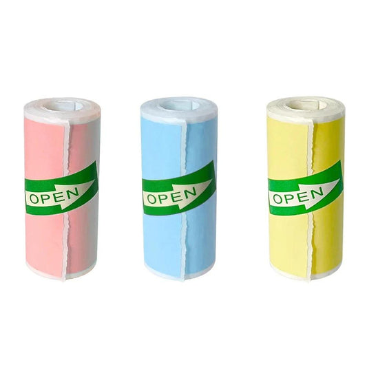 Termo spausdintuvo spalvotų lipdukų rulonėlių rinkinys (3vnt)