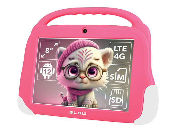 Vaikiškas planšetinis kompiuteris Blow Kids Tab 8, 8", 4GB/64GB, 4G, rožinis